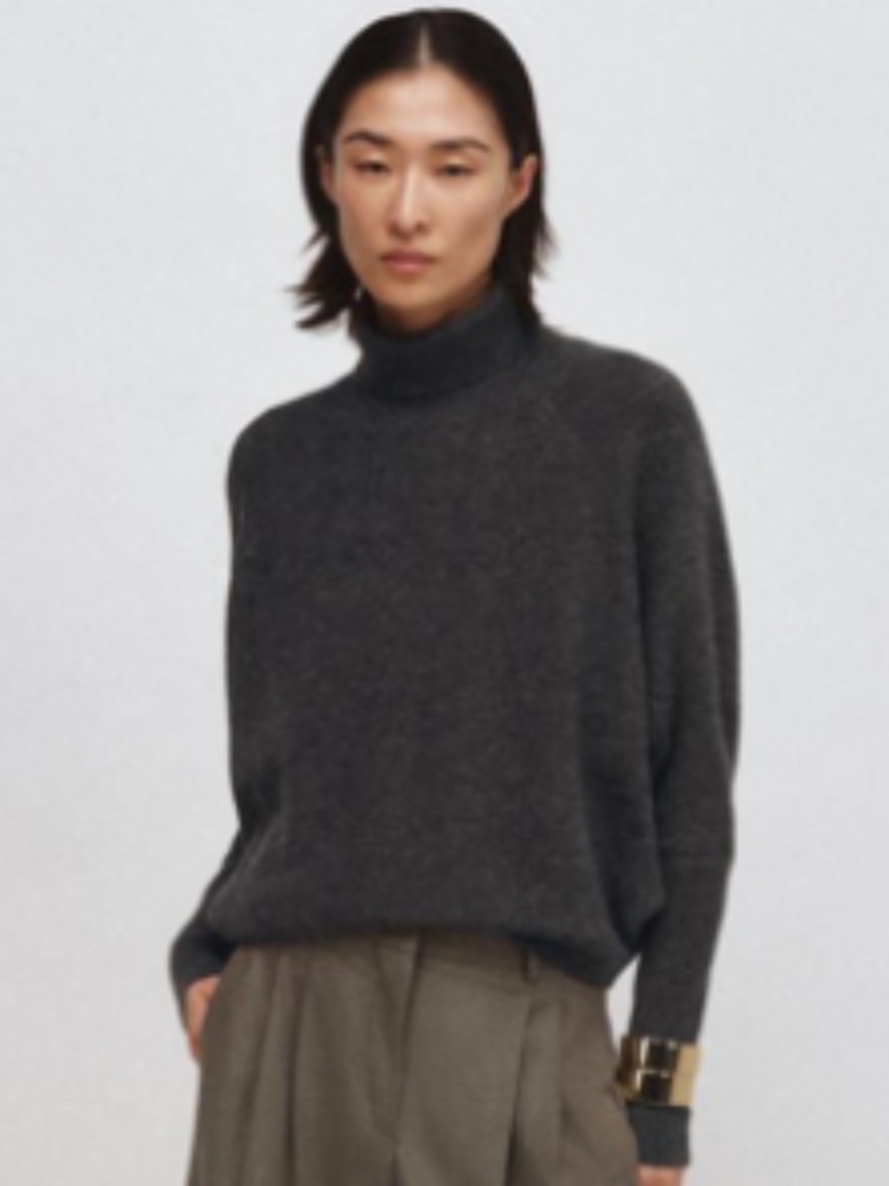 ZARA Gray Marl Batwing Sleeve Knit Sweater. Size L. NWT